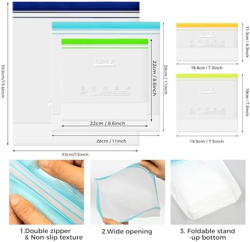 SPLF 32 Pack Reusable Food Storage Bags Dishwasher Microwave Safe - Image 2