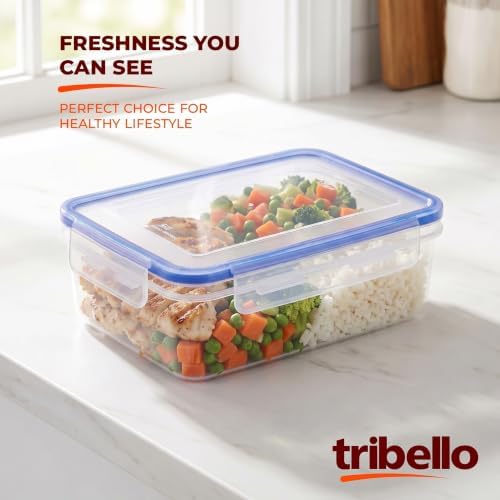 Tribello 38 oz Airtight Food Storage Containers with SnapTight Lids – Clear, Stackable, BPA-Free Meal Prep Containers for Kitchen, Freezer & Pantry Storage - Image 2