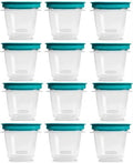 Flex and Seal Rubber Maid Turquoise Food Storage Containers, Half Cup Food Storage Containers, 24 Peice Set, 12 Containers, 12 Lids by Utensilux