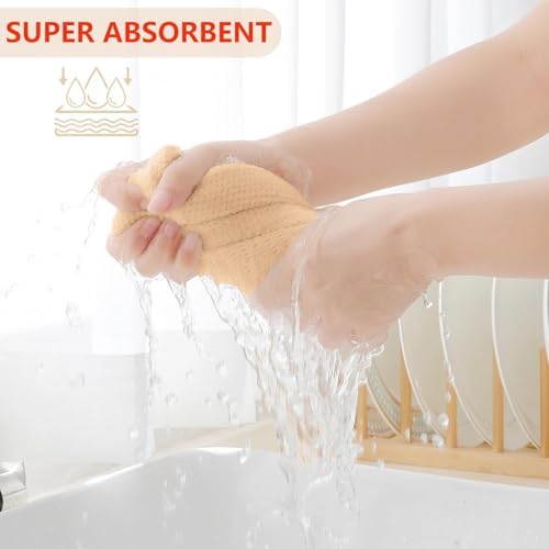 Homaxy 100% Cotton Waffle Weave Kitchen Dish Cloths 24-Pack, Apricot - Image 3