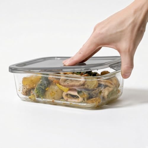 Glass Food Storage Containers with Lids — 12 Piece — 6 Containers + 6 Lids, 21.98 oz Each Glass, BPA-Free Leakproof Stackable Lids, Microwave, Oven & Dishwasher Safe — Ideal for Meal - Smoke Lid - Image 3