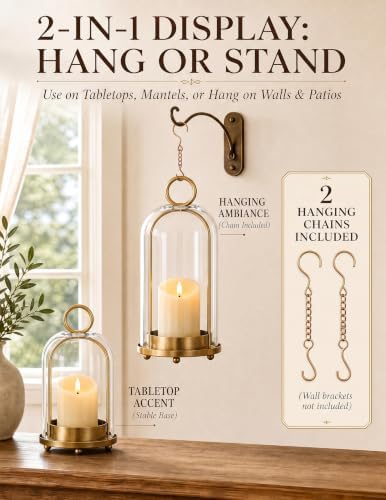 Brass Hurricane Candle Holders with LED Candles(No Remote Included) - Image 4