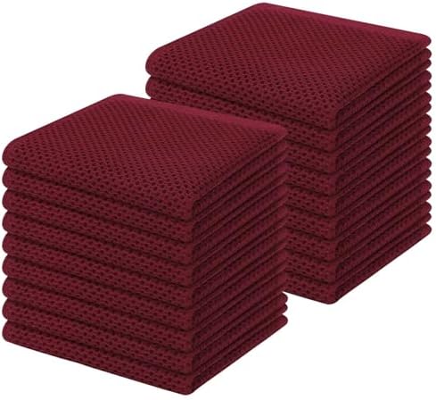 Homaxy 100% Cotton Waffle Weave Kitchen Dish Cloths 18-Pack, Burgundy by Homaxy