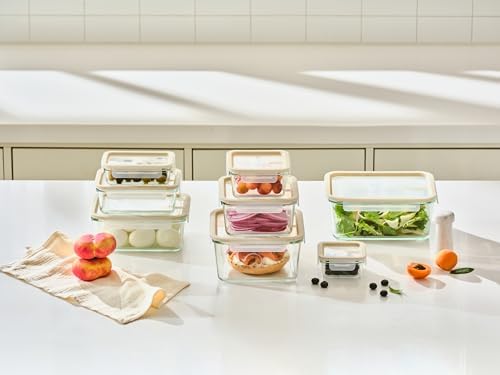 Glasslock Sens 16Pcs Glass Food Storage Set – Airtight & Leakproof, 8 Different Sizes, Anti Slip Lid, Microwave & Oven Safe, Perfect for Meal prep, Lunch Box, Nestable & Stackable, Pantry Storage - Image 5