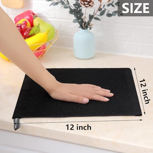 Homaxy 100% Cotton Waffle Weave Kitchen Dish Cloths 18-Pack, Black - Image 5