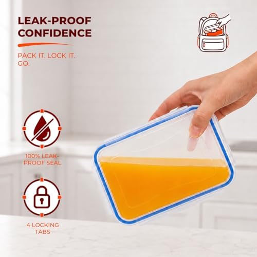 Tribello 68 oz Airtight Food Storage Containers with SnapTight Lids – Clear, Stackable, BPA-Free Meal Prep Containers for Kitchen, Freezer & Pantry – 3-Pack - Image 6