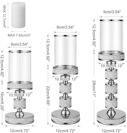 Hurricane Candle Holder, 15.9" Tall Metal Candle Stand, Glass Pillar Holder - Image 4