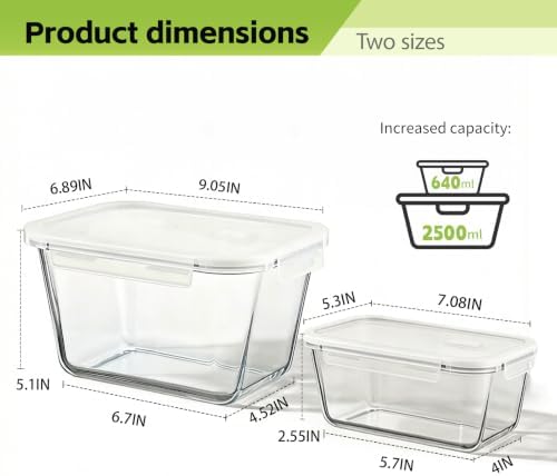 Extra Large Glass Storage Containers with Lids, 85oz & 22oz 4 Pack - Image 6