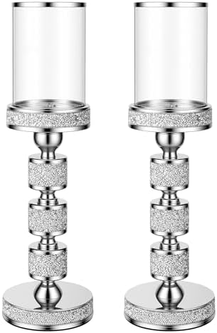 Hurricane Candle Holder, 15.9" Tall Metal Candle Stand, Glass Pillar Holder - Image 6