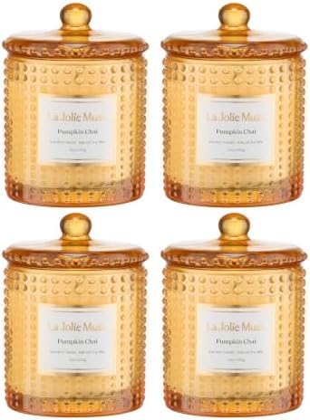 LA JOLIE MUSE Pumpkin Chai 4-Pack Scented Candles for Home, Natural Soy 55H by LaJol%C3%ADeMuse