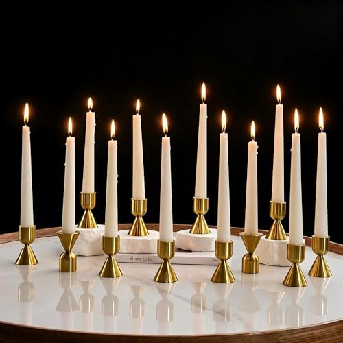 NUPTIO Brass Candlestick Holders Bulk: Solid Aluminum Taper Candleholders by Nuptio