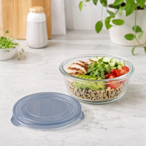 Glass Food Storage Containers with Lids — 4 Piece — 2 Containers + 2 Lids, 13.55 oz Each Glass, BPA-Free Leakproof Stackable Lids, Microwave, Oven & Dishwasher Safe — Ideal for Meal Prep, - Smoke Lid - Image 6
