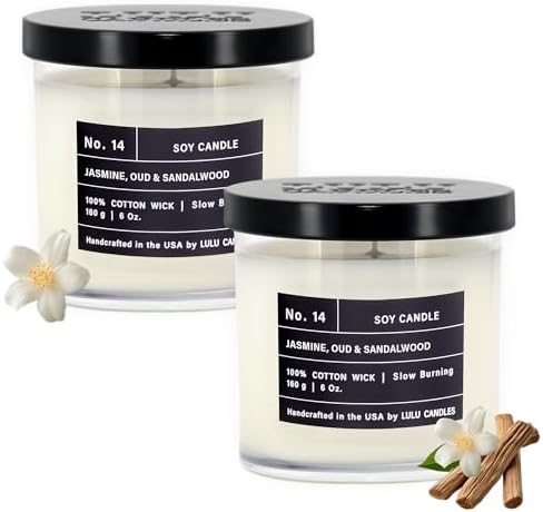 Lulu Candles | Jasmine, Oud & Sandalwood |Luxury Scented Soy Jar Candle | Hand Poured in The USA | Highly Scented & Long Lasting (6 Oz. 2 Pack) - Image 4