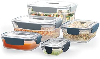 Joseph Joseph Nest Lock Plastic BPA Free Food Storage Container Set with Lockable Airtight Leakproof Lids, 10-Piece, Sky - Image 3