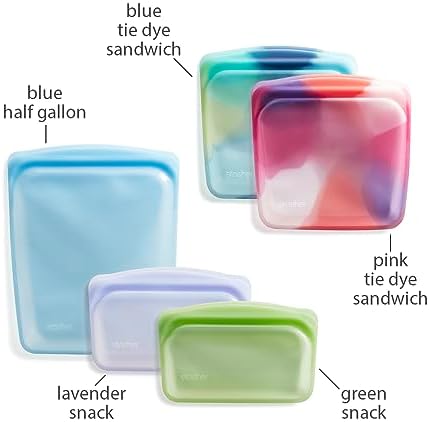 Stasher Premium Reusable Silicone Food Storage Bags, 5-Pack, Tie Dye Multicolor - Image 5