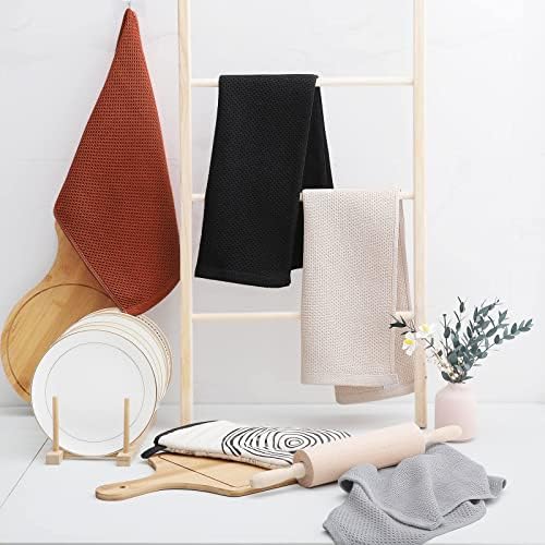 Homaxy 100% Cotton Waffle Weave Kitchen Dish Towels 8-Pack, Rust - Image 6