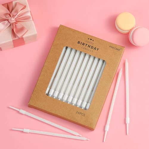 PHD CAKE Iridescent White Long Thin Metallic Birthday Candles, Cake Candles, Birthday Parties, Wedding Decorations, Party Candles - Image 4