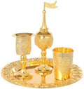 4-Piece Havdallah Set, Shabbat Havdalah Set with Candle Holder, Kiddush Cup, Spice Box, Retro Decorative Wine Set for Home Synagogue, Gold by Unknown