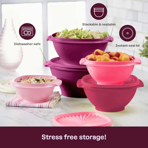 Tupperware Heritage 10-Piece Vintage Pink Set (5 Bowls, 5 Lids) - Image 4