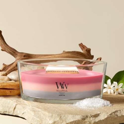 WoodWick Shoreline Trilogy Tri-Scented Candle, Crackling Wick, 16oz - Image 2
