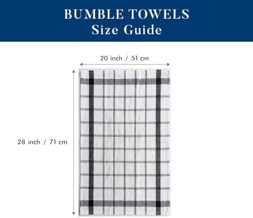 Premium Kitchen Towels 6 Pack 100% Cotton 20"x28" Dish Towels Black Check - Image 2