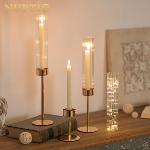 NUPTIO Hurricane Candle Holder for Centerpiece, Set of 6 Candlestick Holder - Image 2