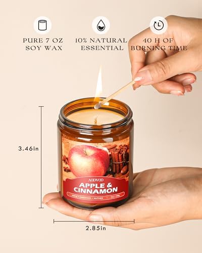 AOOVOO Fall Candles Set - 6 Pack Candles for Home Scented, 42 oz Natural Soy Wax 300 Hour Long Lasting, Fall Fragrance of Pumpkin/Apple Cinnamon/Clove/Vanilla Cupcake/Latte Cupcake/Wheat Vanilla - Image 6