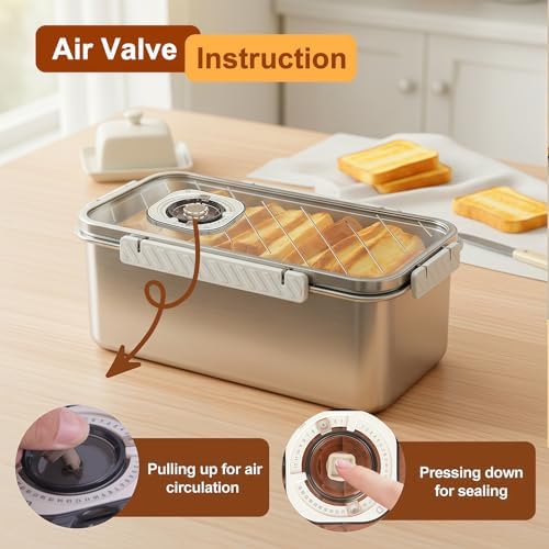 Gifhomfix Bread Box 304 Stainless Steel Bread Storage Container, Dishwasher Safe Bread Box for Homemade Bread, Time Recording Bread Container with Lid - Image 5