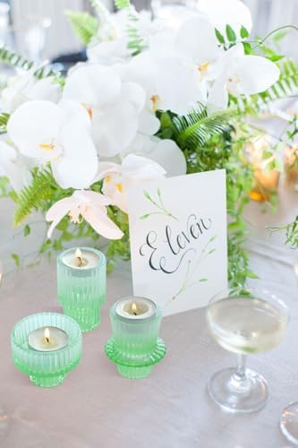 Vixdonos Colorful Glass Candlestick Holders Tealight Candle Holder Set for Table Centerpieces, Wedding Decor and Dinner Party (3 Pcs, Green White Gradient) - Image 6