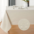 Veblandy Rectangle 6 Feet Tablecloth 60x104 inch Linen Textured Table Cloth Stain and Wrinkle Resistant Washable Polyester, Decorative Table Cover Waterproof for Dining, Buffet and Camping, Beige by Veblandy