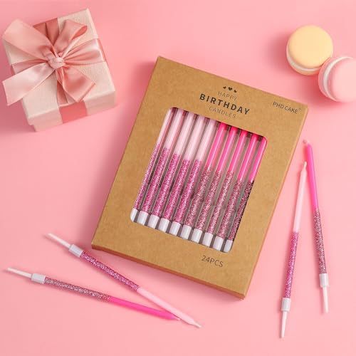 PHD CAKE Pink Glitter Birthday Candles, Cake Candles, Birthday Parties, Wedding Decorations, Party Candles - Image 4