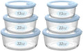 Glass Food Storage Containers with Silicone Glass Lids, 6 Pack Round Airtight Meal Prep food container, Leakproof Borosilicate Glass Bowls Set, Microwave, Oven, Freezer & Dishwasher Safe by Eco-Evo