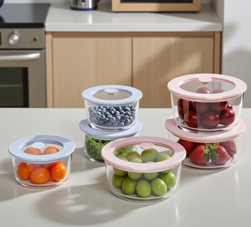 Glass Food Storage Containers with Lids, Plastic Free Semi-Tempered Glass Lids with Silicone Air Vent, Airtight & Leak-Proof Meal Prep Container Set, Oven, Microwave, Freezer & Dishwasher Safe - Image 5