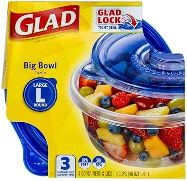 Glad GladWare Big Bowl Food Storage Containers, Large Round, 48 oz - 3 Count (Pack of 6) - Image 3
