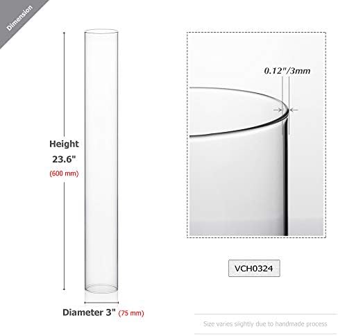 WGVI Hurricane Candle Holder Sleeve, Wide 3", Height 24", Clear Glass Cylinder Candleholder, Chimney Tube, Open Ended Candle Shade, 12 Pieces Bulk - Image 2