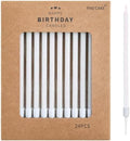 PHD CAKE Iridescent White Long Thin Metallic Birthday Candles, Cake Candles, Birthday Parties, Wedding Decorations, Party Candles by PHDCAKE
