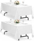 Decorelia White Reusable Waterproof Table Cloths for 8 Ft Rectangle Table-2 Pack, Washable Polyester Rustic Rectangular Table Cloth Cover for Wedding,Outdoor,Events, Party,Banquet, Dining, 60x120 Inch by Decorelia