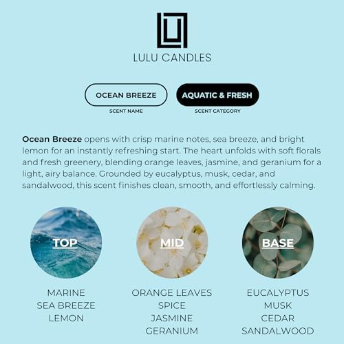 Lulu Candles | Ocean Breeze | Luxury Scented Soy Jar Candle | Hand Poured in The USA | Highly Scented & Long Lasting (9 Oz.) - Image 4