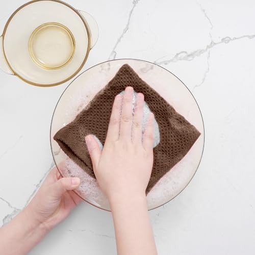Homaxy 100% Cotton Waffle Weave Kitchen Dish Cloths 6-Pack, Coffee - Image 4