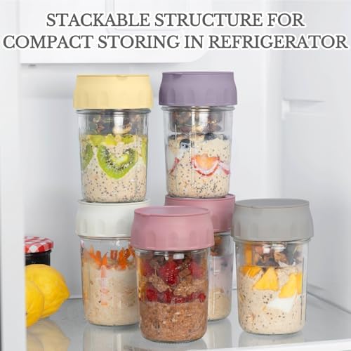 SOLIGT 2 Pack Overnight Oats Containers with Lids (Gray/Rose Pink) - Image 5