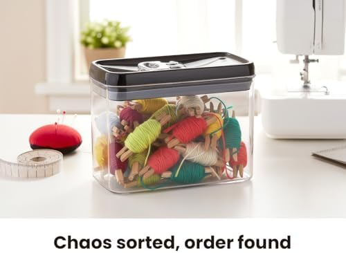 Felli Flip Tite Storage Container with Lid 4” RECTANGULAR Airtight Ring Flip Top, Stackable Kitchen Counter Pantry Organizer Acrylic Canister Jar for Pasta Spaghetti Cereal Granola Coffee (1.9qt) - Image 2