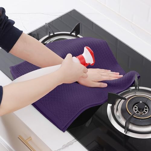 Homaxy 100% Cotton Waffle Weave Kitchen Dish Towels 8-Pack, Eggplant - Image 5