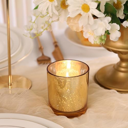 DARJEN 6 Pcs Large Gold Votive Candle Holders Tea Light Candle Holder Glass - Image 6