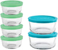 Anchor Hocking 12 Piece Glass Storage Containers with Lids (6 Glass Food Storage Containers & 6 Mixed Blue SnugFit Lids) by AnchorHocking