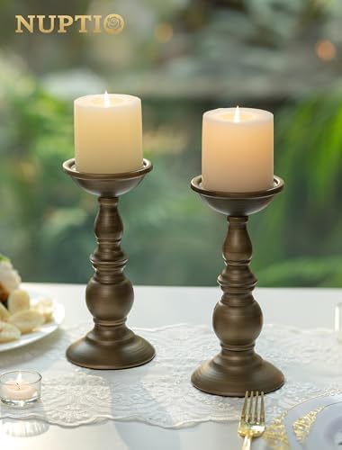 NUPTIO Bronze Candle Holder for Pillars: Table Centerpiece for 3" Candles - Image 2