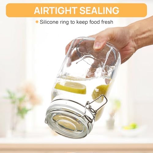 CHEFSTORY 50oz Airtight Glass Jars with Lids, 3 PCS Food Storage Canister for Kitchen & Pantry Organization, Square Mason Jar Containers for Storing Sugar, Flour, Cereal,Coffee,Cookies (Pack of 2) - Image 3