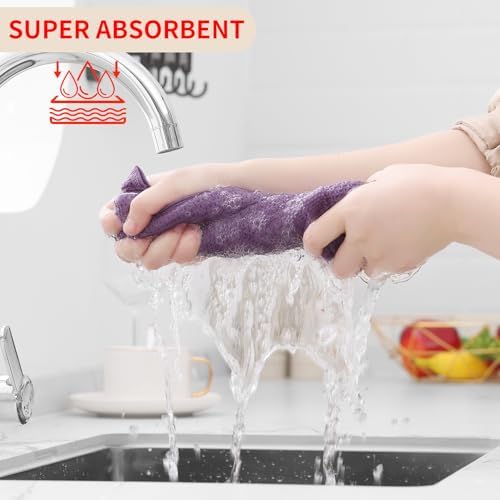 Homaxy 100% Cotton Waffle Weave Kitchen Dish Towels 4-Pack, Lavender - Image 3