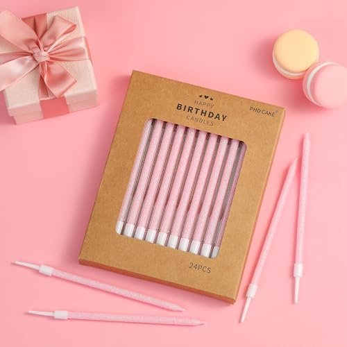 PHD CAKE Iridescent Pink Long Thin Metallic Birthday Candles, Cake Candles, Birthday Parties, Wedding Decorations, Party Candles - Image 4