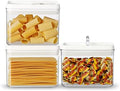 Felli Flip Tite Storage Container with Lid 4” RECTANGULAR Airtight Ring Flip Top, Stackable Kitchen Counter Pantry Organizer Acrylic Canister Jar for Pasta Spaghetti Cereal Granola Coffee (1.9qt) by Felli