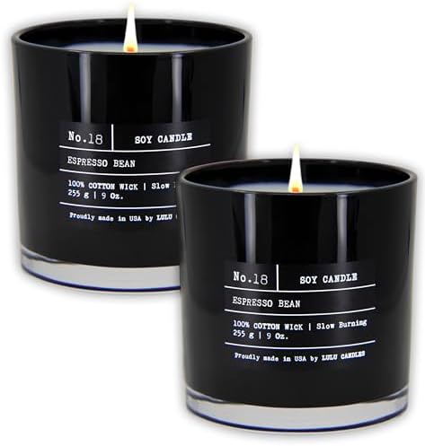 Lulu Candles | Espresso Bean | Luxury Scented Soy Jar Candle | Hand Poured in The USA | Highly Scented & Long Lasting (9 Oz. 2 Pack) by LULUCANDLES